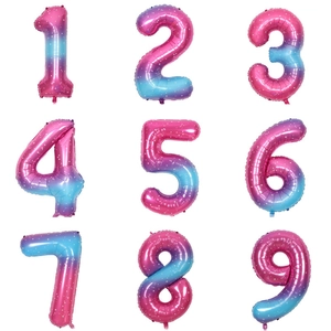 Large Rainbow Star Gradient Number Aluminum Foil Balloon Starry Sky Digital Mylar Balloon For Birthday Party Celebration Decoration