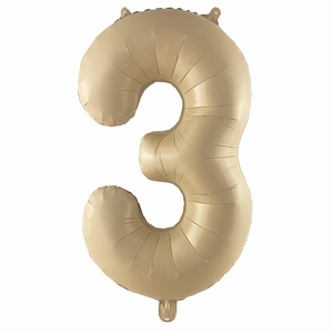 Champagne gold number 3 balloon made of matte foil for birthday party decoration