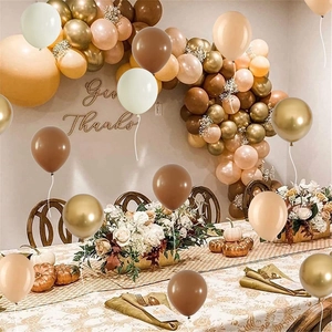 60pcs retro coffee brown and cream balloon arch kit for autumn baby shower birthday decor