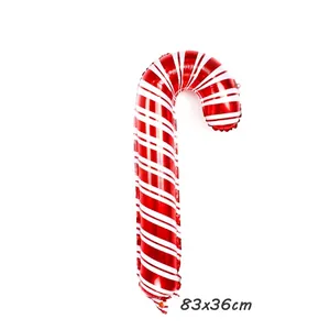 83x36cm large red and white candy cane foil balloon for Christmas party decoration