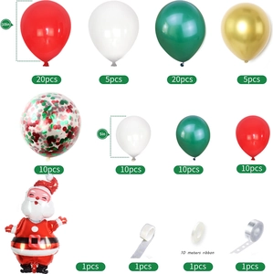 Kit arche de ballons de Noël avec ballons rouges, verts et ballon Père Noël en alu