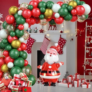 Arche de ballons de Noël avec ballons en latex rouge vert or et ballon Père Noël