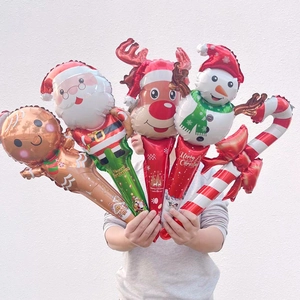 Christmas handheld foil balloon set with Santa Reindeer and Snowman for festive party decor