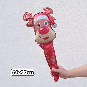 Inflatable 60x27cm reindeer foil balloon stick for Christmas party decorations