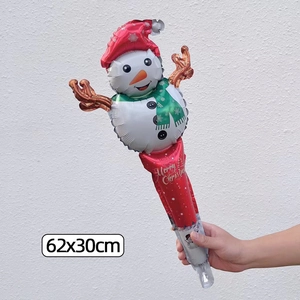 Christmas snowman foil balloon stick 62x30cm for festive party decorations and props