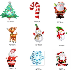 Set of 9 Christmas aluminum foil balloons featuring Santa, reindeer, and snowman decor