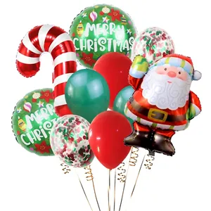 Christmas balloon set with Santa Claus, candy cane foil and latex confetti decorations