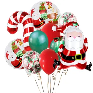 Detailed Christmas balloon set with Santa, candy cane, and reindeer festive decorations