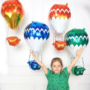 Ballons colorés en aluminium 4D montgolfière pour décoration de fête d'anniversaire