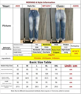 Tableau des tailles pour jean extensible à taille haute avec mesures de hanches