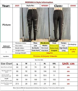 Tableau des tailles détaillé pour jeans skinny extensibles noirs avec mesures de hanches