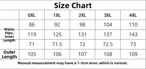 Größentabelle für High Waist Jeans in Übergrößen von 0XL bis 4XL mit Maßen