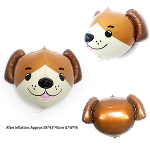 Vues multi-angles d'un ballon en aluminium 3D en forme de chiot pour décoration