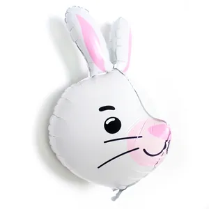 Ballon lapin 3D en aluminium blanc et rose pour décoration de fête d'anniversaire