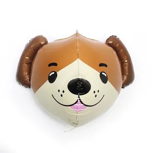 Ballon en aluminium en forme de tête de chiot 4D pour décoration d'anniversaire