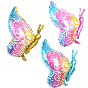 Vibrant Butterfly Shaped Aluminum Foil Balloon Gradient Colorful Metallic Balloons For Birthday Wedding Party Decoration Celebration