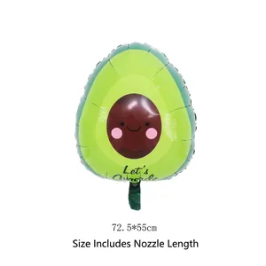 Palloncino in alluminio a forma di avocado 72,5x55cm con viso e scritta Let's Avocado
