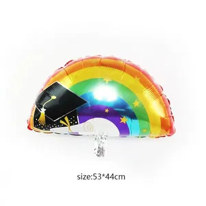 Palloncino laurea a forma di arcobaleno con tocco e stelle colorate, 53x44cm