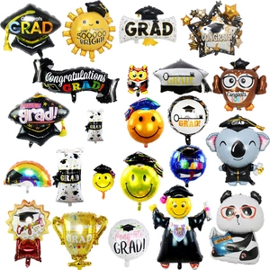 Palloncini in Foglio di Alluminio per la Graduazione Design Tocco Trofeo Diploma Gufo Palloncini Congrats Grad per Festa Scuola