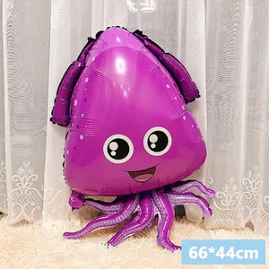 Lila Oktopus Folienballon mit weißen Punkten für Ozean-Motto Geburtstagspartys 66x44cm