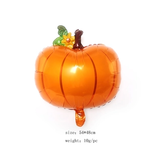 Orange pumpkin shaped foil balloon with green leaf for autumn party decoration
