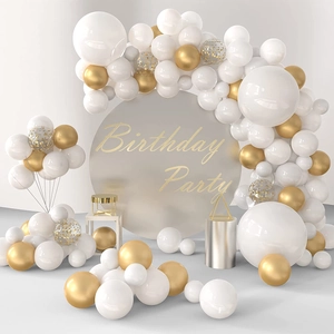 White Gold Balloon Arch Garland Kit Metallic Gold Confetti Latex Balloons For Wedding Birthday Engagement Party Decoration