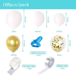 108pcs white and gold balloon arch kit with confetti latex balloons for wedding decor