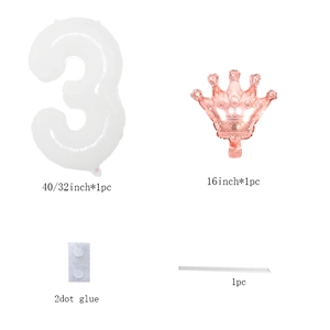 White number 3 balloon kit with rose gold crown and daisy party accessories set