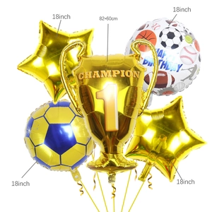 Set de ballons trophée champion doré avec étoiles de football et thèmes sportifs