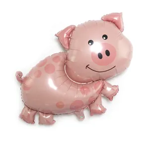 Ballon cochon rose à pois en aluminium pour décorations de fête d'anniversaire