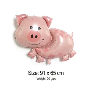 Ballon en aluminium cochon rose avec pois pour décoration de fête d'anniversaire 91x65 CM