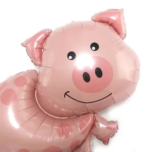 Ballon cochon rose en aluminium à pois pour décorations de fête d'anniversaire
