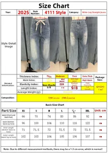 Tableau des tailles détaillé pour jeans taille haute à jambes larges de XS à XXL