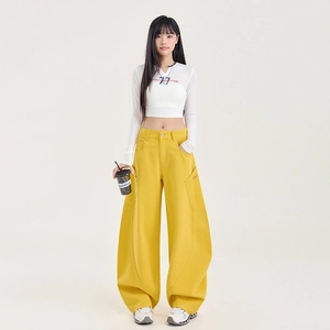 Jean Cargo Femme Taille Haute Jambe Large Vintage Américain Streetwear Pantalon en Denim Avec Broderie de Lettres Pantalon Large Décontracté