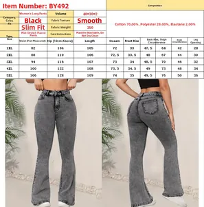 Guide des tailles pour jeans évasés taille haute femme de la taille 1XL à 5XL