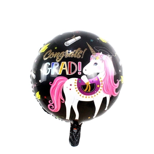 Unicorn graduation foil balloon with Congrats Grad text for graduation party decoration