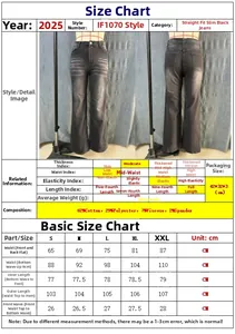 Tabella taglie dettagliata per jeans neri slim straight con misure da taglia S a XXL