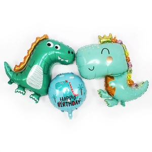 Large Crown Dinosaur Aluminum Foil Balloon Cute Brachiosaurus Cartoon Dinosaur Balloon For Birthday Party Kids Room Decor Supplies