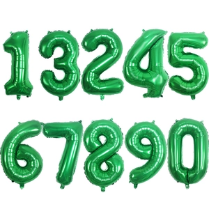 Série de ballons chiffres en aluminium vert de 0 à 9 pour fête thème dinosaure