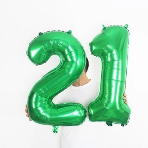Ballons en aluminium vert numéro 21 pour décorations de fête d'anniversaire