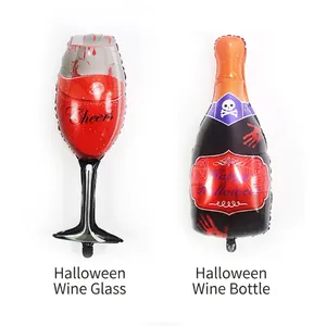 Kit de ballons Halloween avec bouteille de vin ensanglantée et verre Cheers décoratif
