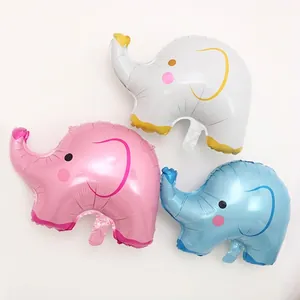 Cute cartoon elephant foil balloons in white, pink and blue for kids birthday parties