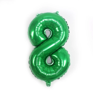 Ballon en aluminium vert de 32 pouces numéro 8 pour décoration de fête dinosaure
