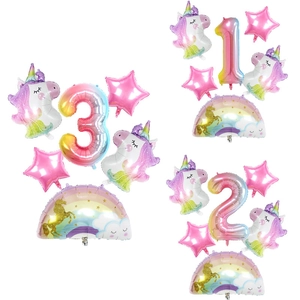 Set di Palloncini a Numeri Nuvola Arcobaleno a Tema Unicorno Palloncini a Stella in Alluminio per Decorazioni Festa Compleanno