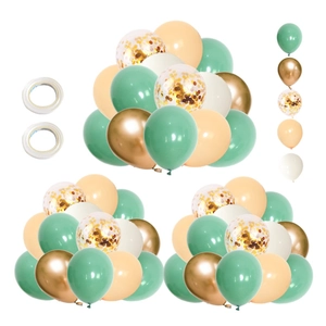 Retro Avocado Green Apricot Gold Confetti Latex Aluminum Film Balloon Set For Wedding Birthday Party Home Decorations
