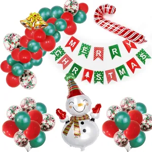 Set ghirlanda di palloncini natalizi con palloncini pupazzo di neve e striscione di Natale