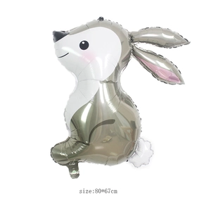 Large 80x67cm rabbit foil balloon in silver and white for forest animal themed parties