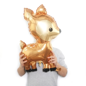 Large deer foil balloon with floral spots for forest animal theme party decoration