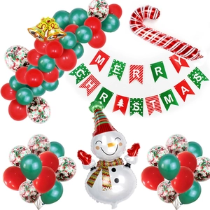 Set di Palloncini di Natale Con Pupazzo di Neve Bastoncino di Zucchero Striscione Merry Christmas Palloncini in Lattice Decorazione