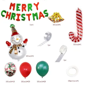 Kit ghirlanda palloncini di Natale con pupazzo di neve e lettere in foil colorate
